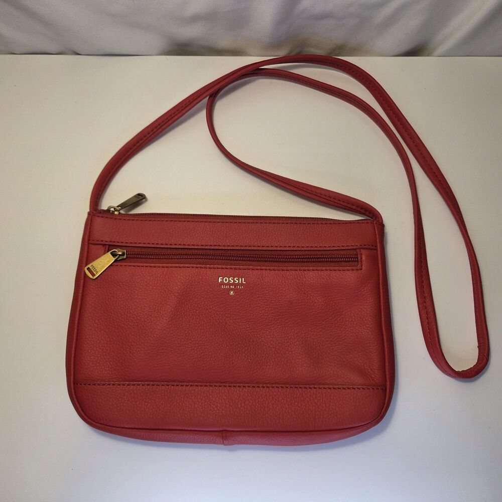 Fossil Small Red Leather Shoulder Bag